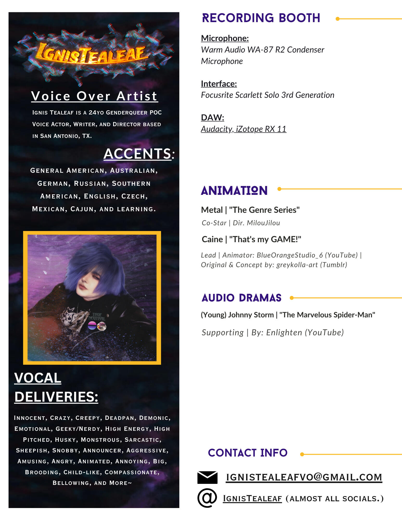 Ignis Tealeaf Voice Over Resume